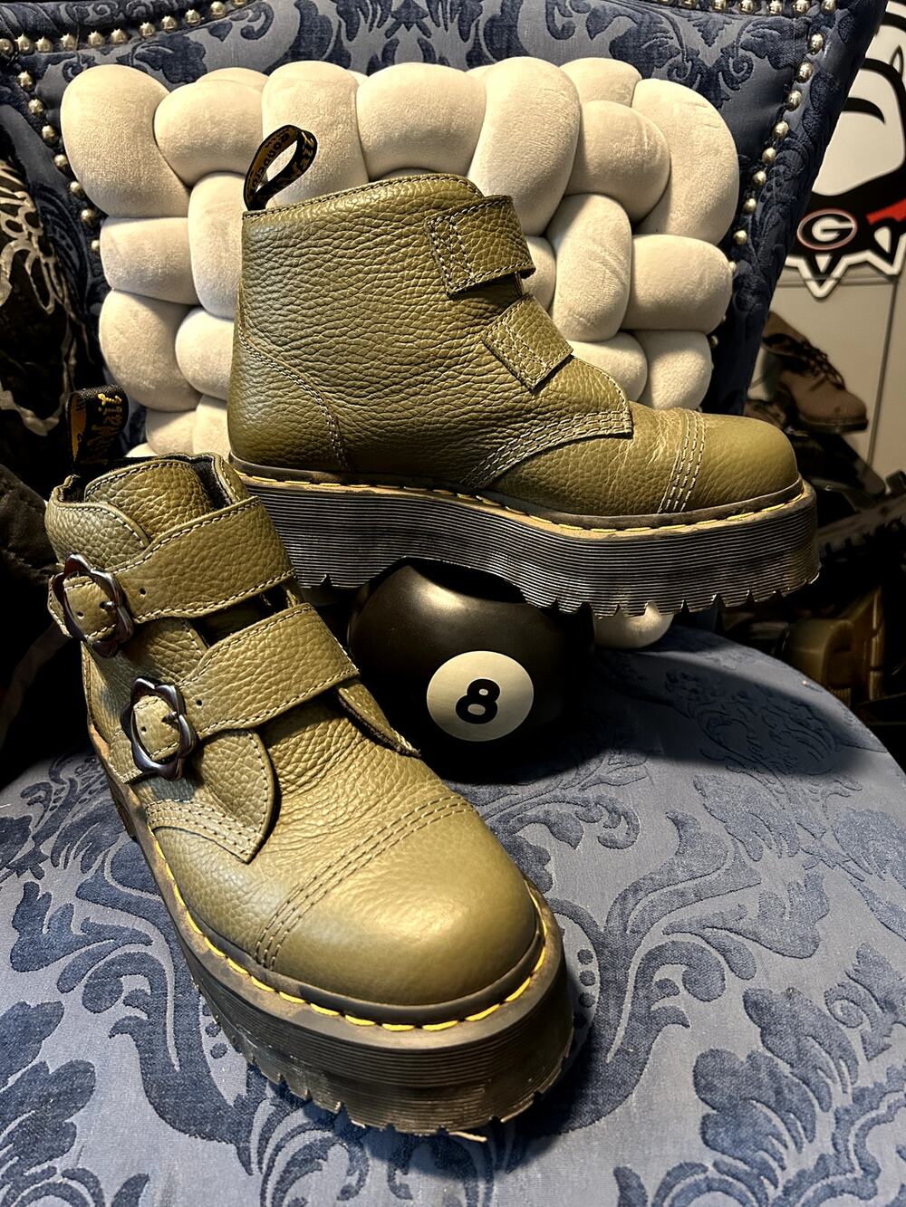 Dr Martens Olive Green Devon Flower size 8/EU 39